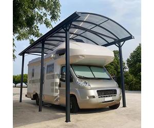 X-Metal Carport Aluminium 18,3m² pour Camping Car | Structure Anthracite avec Panneaux Polycarbonate 6mm | Hauteur 360cm, Gouttières Intégrées, Résistant aux Intempéries