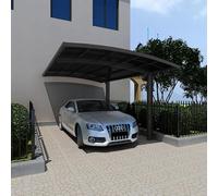 X-METAL Carport Autoportant 15m² en Aluminium et Polycarbonate | Structure Gris Anthracite Résistante aux Intempéries | Toit Teinté Anti-UV avec Gouttières Intégrées | Kit de Fixation Inclus