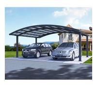 X-METAL Carport Double Autoportant 30m² en Aluminium et Polycarbonate | Abri Voiture Gris Anthracite avec Gouttières Intégrées | Résistant aux Intempéries et Anti-UV | Dimensions 600x500cm