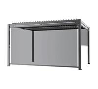X-Metal Store Latéral Rétractable pour Pergola Bioclimatique, PVC Polyester, Gris Clair, 370x218 cm, Modèle 23655, Cadre Aluminium RAL9006, 14 kg, Protection Vent et Intimité