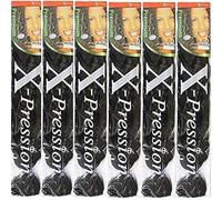 X-pression #1B Ultra Braid Lot de 6 extensions de cheveux