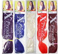 X-pression - Extension de cheveux de qualité supérieure Ultra Braid de 2,1 m de longueur - Clipser, Plusieurs couleurs