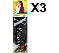 X-PRESSION Lot 3 MÈCHE À TRESSER couleur 1 longueur 200 cm Ultra Braid