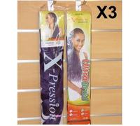 X-PRESSION Lot 3 MÈCHE À TRESSER Ultra Braid couleur Violet 200 cm x 3, extension
