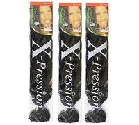 X-pression Ultra Braid Extensions de cheveux artificiels #1B environ 210 cm (3 pièces).
