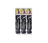 X-pression Ultra Braid Lot de 3 extensions de cheveux artificiels #1 Noir Env. 210 cm (OFFRE 3 PIÈCES)
