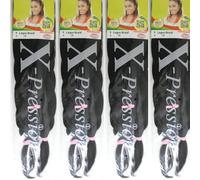 X-Pression XPRESSION LAGOS BRAID Lot de 4 extensions de cheveux pré-tirées pour tresses, 106,7 cm et 117,8 cm, (couleur 1B, noir naturel), 4 pièces