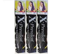 x-pression XPRESSION Lot de 3 paquets d'extensions de cheveux ultra tressés pour tressage Couleur 1 208,3 cm 165 g