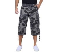 X Ray Men's Belted Long Cargo Shorts for Men, Below Knee Length Mens Cargo Shorts, 3/4 Pants (Big and Tall Shorts for Men) Black Camo 36