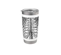 X-Ray Squelette en cage côtelée Anatomie Halloween Costume Gobelet isotherme en acier inoxydable double paroi