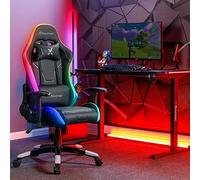 X-Rocker Agility Chaise de Jeu RVB avec lumières pour Enfants et Juniors, Chaise de Bureau pivotante Ergonomique avec Dossier Haut, appuie-tête et Coussin de Soutien Lombaire, Hauteur réglable
