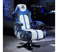 X ROCKER Chaise de jeu audio Playstation Legend 2.1 avec haut-parleurs, siège de console audio Bluetooth sans fil, vibration activée par le son, Playstation officielle pour PS5 PS4 PC mobile - Blanc,