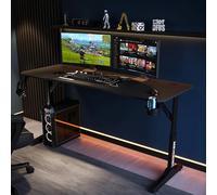 X-Rocker Cougar XL 160 cm x 60 cm Bureau de jeu debout avec grand double écran, assis-debout, hauteur réglable, cadre en métal robuste pour adultes et enfants, noir, tapis de souris inclus