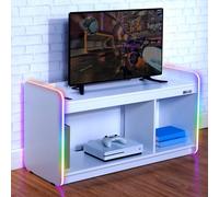 X-Rocker Electra Meuble TV LED moderne à 2 étagères en MDF mat avec éclairage RVB contrôlé par application Blanc 107 cm