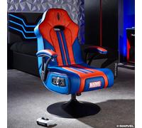X-Rocker Fauteuil de gaming Marvel Spiderman 2.1 avec socle, audio stéréo - Connectivité Bluetooth, vibration réactive, base pliable, similicuir nettoyable à l'eau pour enfants et adolescents - Rouge