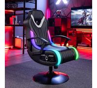 X-Rocker Fury Chaise de jeu RVB avec audio stéréo, 2 haut-parleurs et caisson de basses, chaise de jeu lumineuse avec lumières LED, 30 réglages de mouvement néo, vibrations, accoudoirs rembourrés en