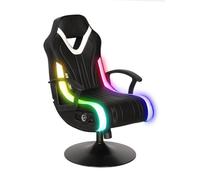X-Rocker Fury Chaise de jeu RVB avec audio stéréo, 2 haut-parleurs et caisson de basses, chaise de jeu lumineuse avec lumières LED, 30 réglages de mouvement néo, vibrations, accoudoirs rembourrés en