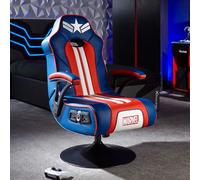 X-Rocker Marvel Captain America 2.1 Chaise de jeu avec piédestal audio stéréo - Connectivité Bluetooth, vibration réactive, base pliable, similicuir facile à nettoyer pour enfants et adolescents