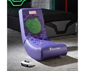 X-Rocker Marvel Hulk Chaise de jeu vidéo à bascule pour juniors, siège à bascule pliable sous licence officielle Marvel, siège console de jeu en similicuir pour enfants Hero - Édition incroyable Hulk
