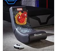X-Rocker Marvel Iron Man Chaise de jeu vidéo à bascule pour juniors, siège à bascule pliable sous licence officielle Marvel, chaise de jeu en similicuir pour enfants Hero - Édition Ironman Noir