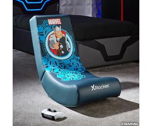 X-Rocker Marvel Thor Chaise de jeu vidéo à bascule pour juniors, siège à bascule pliable sous licence officielle Marvel, chaise de jeu en cuir synthétique pour enfants - Édition Thor Noir