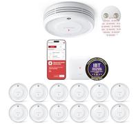 X-Sense Détecteur de Fumée Connecté avec Station de Base SBS50 avec Pad Adhésif Magnétique, Alarme Incendie Intelligent avec Durée de Vie de 10 Ans et Batterie Remplaçable, Fonction APP, XS0D-MR121