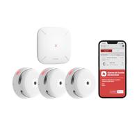Xsense Détecteur de fumée connecté FS31 – Kit avec station SBS50, conforme EN14604, appli compatible