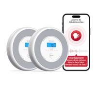 X-Sense Détecteur de Fumée et de Monoxyde de Carbone Connecté avec Fonction d’Alerte Vocale en Français, Détecteur de Fumée Wi-FI Compatible avec X-Sense Home Security App, XP0A-iR, Lot de 2