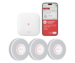 X-Sense Détecteur de fumée intelligent Wi-Fi avec vocalisation et 17 emplacements, détecteur de feu, détecteur de fumée connecté, 33 mm, détecteur d'incendie avec station de base SBS50, XS0B-MR31, lot