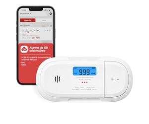 X-Sense Détecteur de Monoxyde de Carbone Connecté, Notifications Push en Temps Réel Via l'Application X-Sense Home Security, Pile Remplaçable et Conception Autonome, XC04-WX