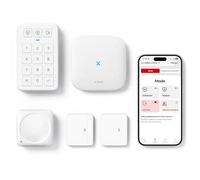 X-Sense Kit de Sécurité pour la Maison, Alarme sans Fil Compatible avec Alexa et Application pour Alertes en Temps Réel, Station de Base, Capteurs de Porte, Détecteur de Mouvement, Clavier, AS05