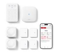 X-Sense Kit de Sécurité pour la Maison, Alarme sans Fil Compatible avec Alexa et Application pour Alertes en Temps Réel, Station de Base, Capteurs de Porte, Détecteurs de Mouvement, Clavier, AS08