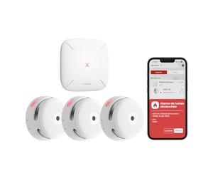 X-Sense Kit Détecteur de Fumée Connecté avec Base SBS50, FS31 | Pile Remplaçable, Compatible Home Assistant, Notifications et Contrôle à Distance via l’Application, EN 14604
