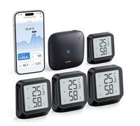X-Sense Thermomètre Intérieur Connecté Hygromètre, Compatible Alexa, Contrôle App, Température/Humidité Point de Rosée VPD, Portée 500m, Station de Base SBS50 Incluse, STH0A41, Noir