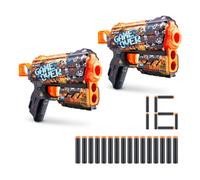 X-Shot Skins Flux - Game Over (Lot de 2 + 16 fléchettes) par ZURU, Facile à recharger, Technologie Air Pocket Dart Blaster, Jouet en Mousse pour Enfants, Adolescents, Adultes, Emballage sans