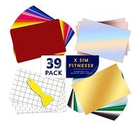 X SIM FITNESSX 39 Feuilles de Vinyle à dos Adhésif permanent, 35 Feuilles de Vinyle de 30,5 x 20,5 cm + 4 Transferts, 26 Feuilles de Couleurs Assorties