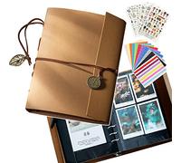 X SIM FITNESSX Album photo à personnaliser soi-même - 14,5 x 21 cm - Couverture en aluminium - Pour scrapbooking - Vintage - Livre d'or - En cuir - À coller - Cadeau DIY - Avec autocollants - Coins