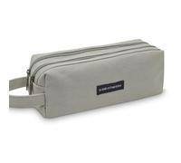 X SIM FITNESSX - Grande Trousse Scolaire en Tissu Oxford avec Double Fermeture Éclair - Étui à Crayons Imperméable avec Poignée, Boîte à Stylos et Organisateur de Bureau pour École (Gris Clair)