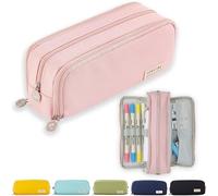 X SIM FITNESSX Trousse à Crayons pour Adolescents et Filles - 3 Compartiments - Grande capacité - pour l'école et Le Bureau ( Rose)