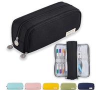 X SIM FITNESSX Trousse à Crayons pour Adolescents et Filles - 3 Compartiments - Grande capacité - pour l'école et Le Bureau (Noir)