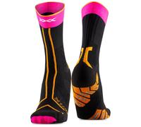 X-Socks - Chaussettes de trail/running - Trail Run Terraskin Expert Crew Black/Fluo Pink/Blazing Orange en Silicone - Taille 42-44 - Rose Rose 42-44