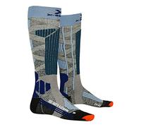 X-Socks Ski Rider 4.0 Women Chaussettes de ski Femme Stone Grey Melange/Mineral Blue FR : S (Taille Fabricant : 37/38)