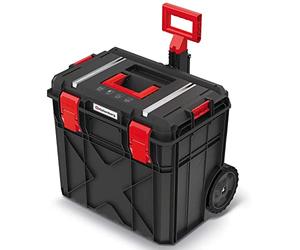 X-TECH Rolling Workshop Tool Trolley Tool Box with Wheels and Telescopic Handle Load Capacity up to 50 kg Dustproof Plastic 51 cm x 54.6 cm x 38 cm (H x W x L)