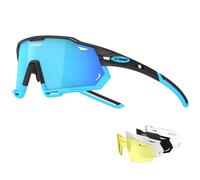 X-TIGER Lunettes de Cyclisme Polarisées Pour Hommes, Lunettes de VTT avec 3 Lentilles Interchangeables Anti-UV400, Lunettes de cyclisme pour le vélo, la course à pied, la conduite, la pêche (xts04-5)