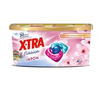 X-TRA Evasion Fleur de Cerisier et Thé Vert 28 Capsules de Lessive Gel Parfumée pour Linge Propre et Frais - Lot de 2