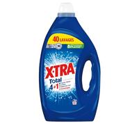 X-TRA Lessive Liquide Total 4+1 - 40 lavages - 1,8 kg - Efficace dès 20°C - Bouteille en plastique recyclé à 40% - Lot de 3