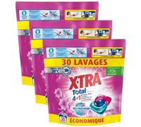 X-TRA Lot de 3 Lessives Trio-Capsule Total Déo Fraîcheur+ Fleuri x30