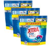 X-TRA Lot de 3 Lessives Trio-Capsule Total x34