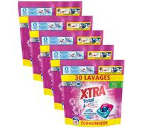 X-TRA Lot de 5 Lessives Trio-Capsule Total Déo Fraîcheur+ Fleuri x30
