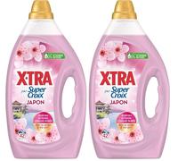X-Tra par Super Croix -Lessive Liquide - Japon - Fleurs de Cerisier & Thé Vert - Moment Evasion - Experience Sensorielle - Parfum Intense - Longue Durée - Efficace dès 20°C - 42 Lavages (Lot de 2)